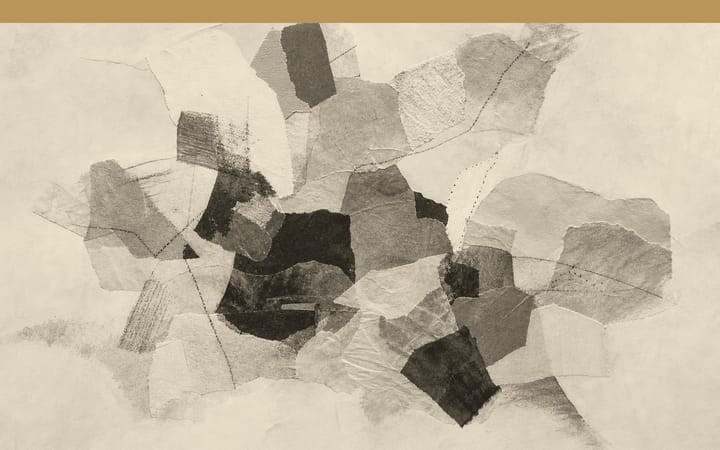 Abstrakte Papiercollage aus vielen sich überlagernden Fragmenten, wie eine Landkarte eines Forschungsfelds.